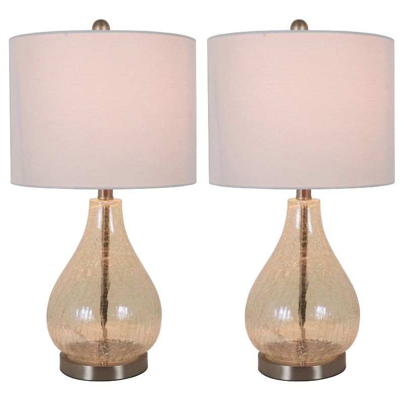 22.5" Set of 2 Crackled Teardrop Table Lamp Iridescent Gold - Decor Therapy