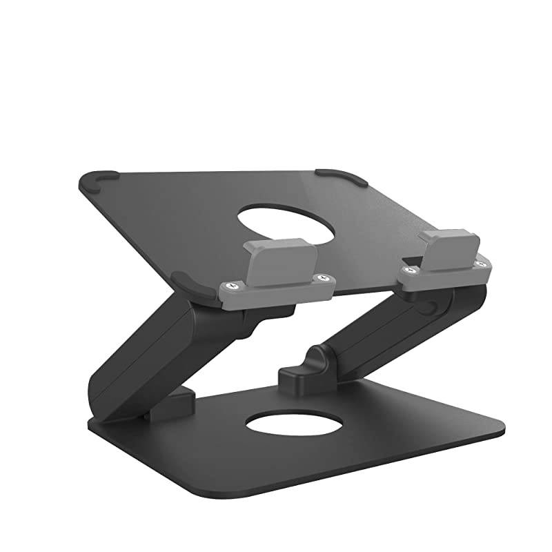 Aluminum Tablet Stand, Ergonomic Foldable Height Adjustable Tablet Riser for Desk, Compatible with Apple iPad Series, Samsung Pad, Microsoft Pad and All Tablets Laptop Cell Phone (Black)