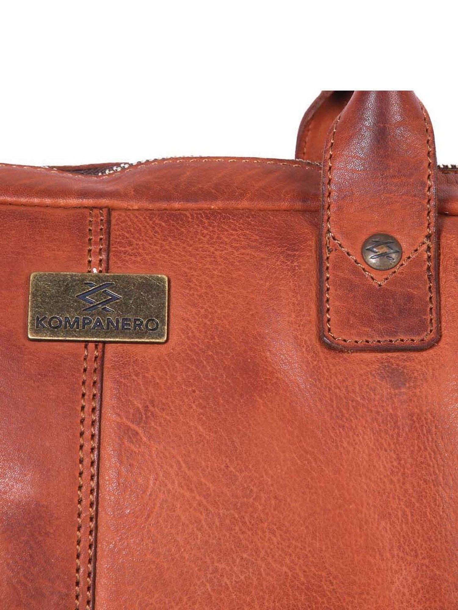 KOMPANERO Tan Leather Medium Messenger Bag