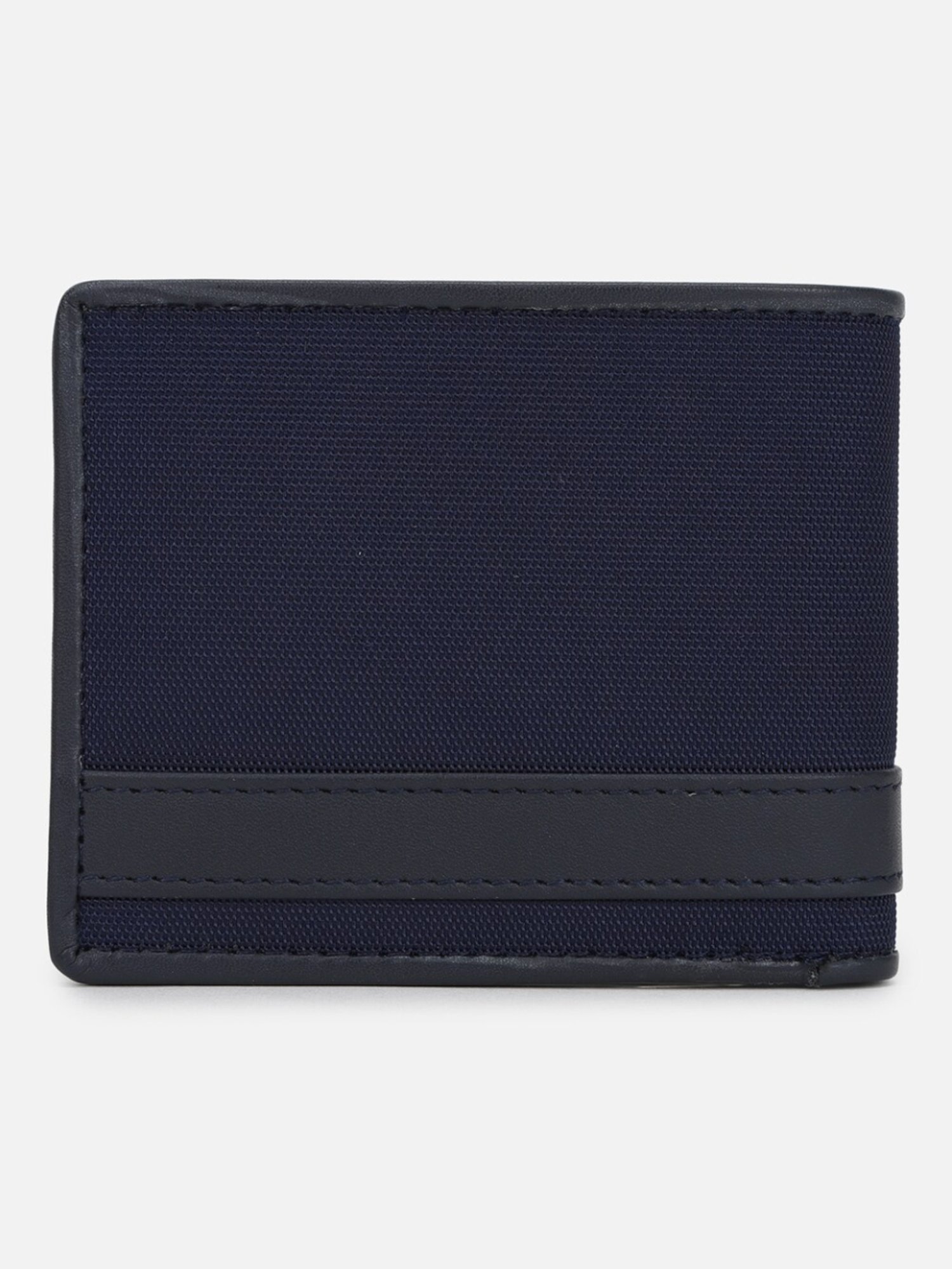 Louis Philippe Navy Leather Textured Bi-Fold Wallet