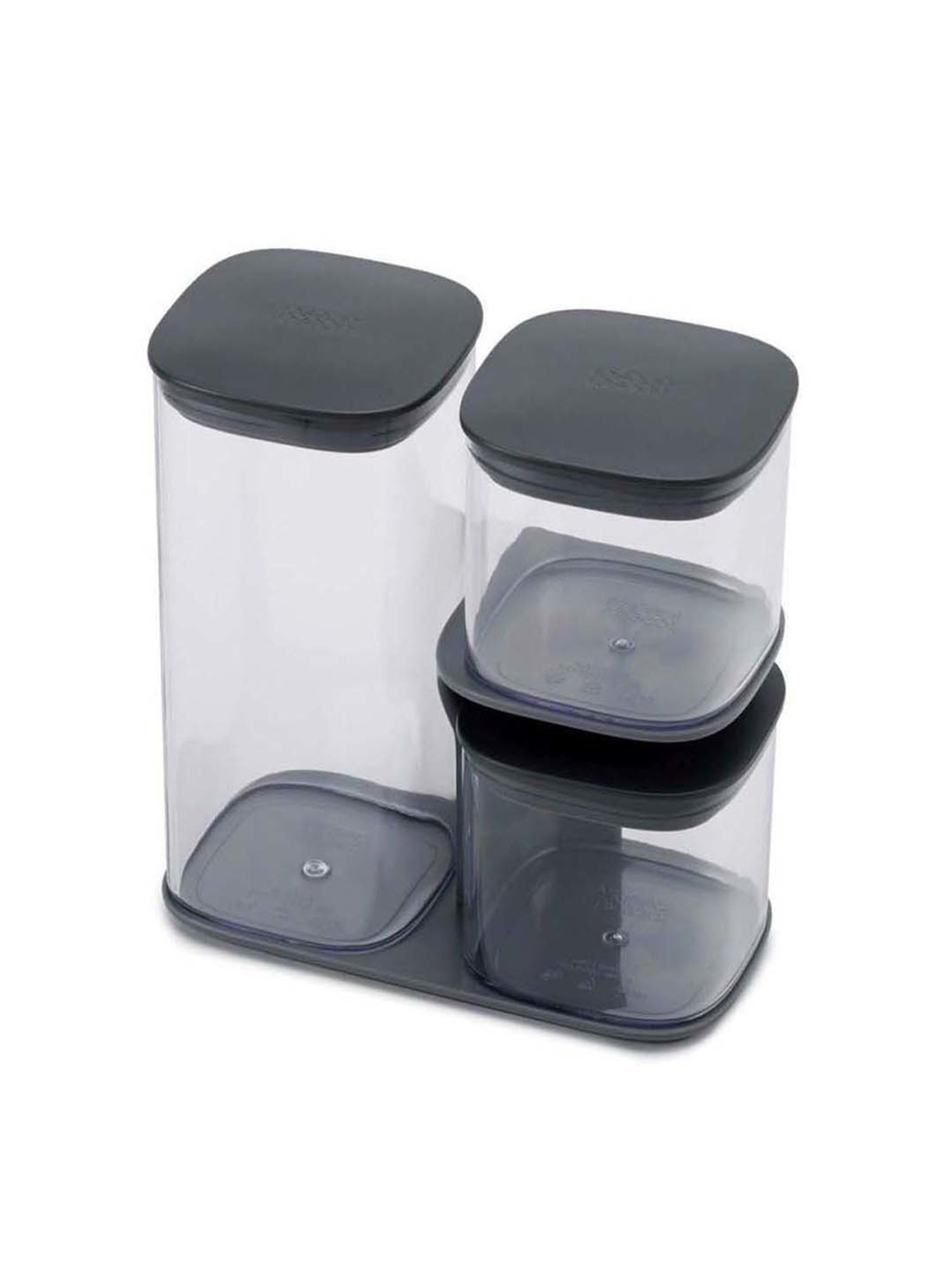 Joseph Joseph Transparent & White Plastic Storage Jar With Stand - Set of 3
