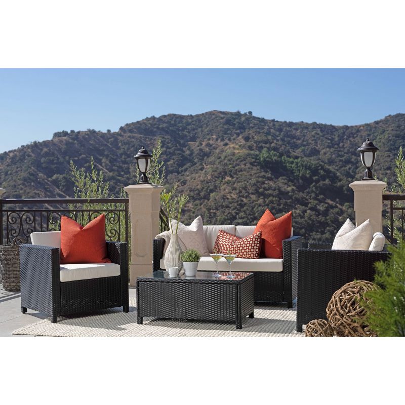 Alicia 4pc Outdoor Squared Wicker Sofa Set - Black - Coaster