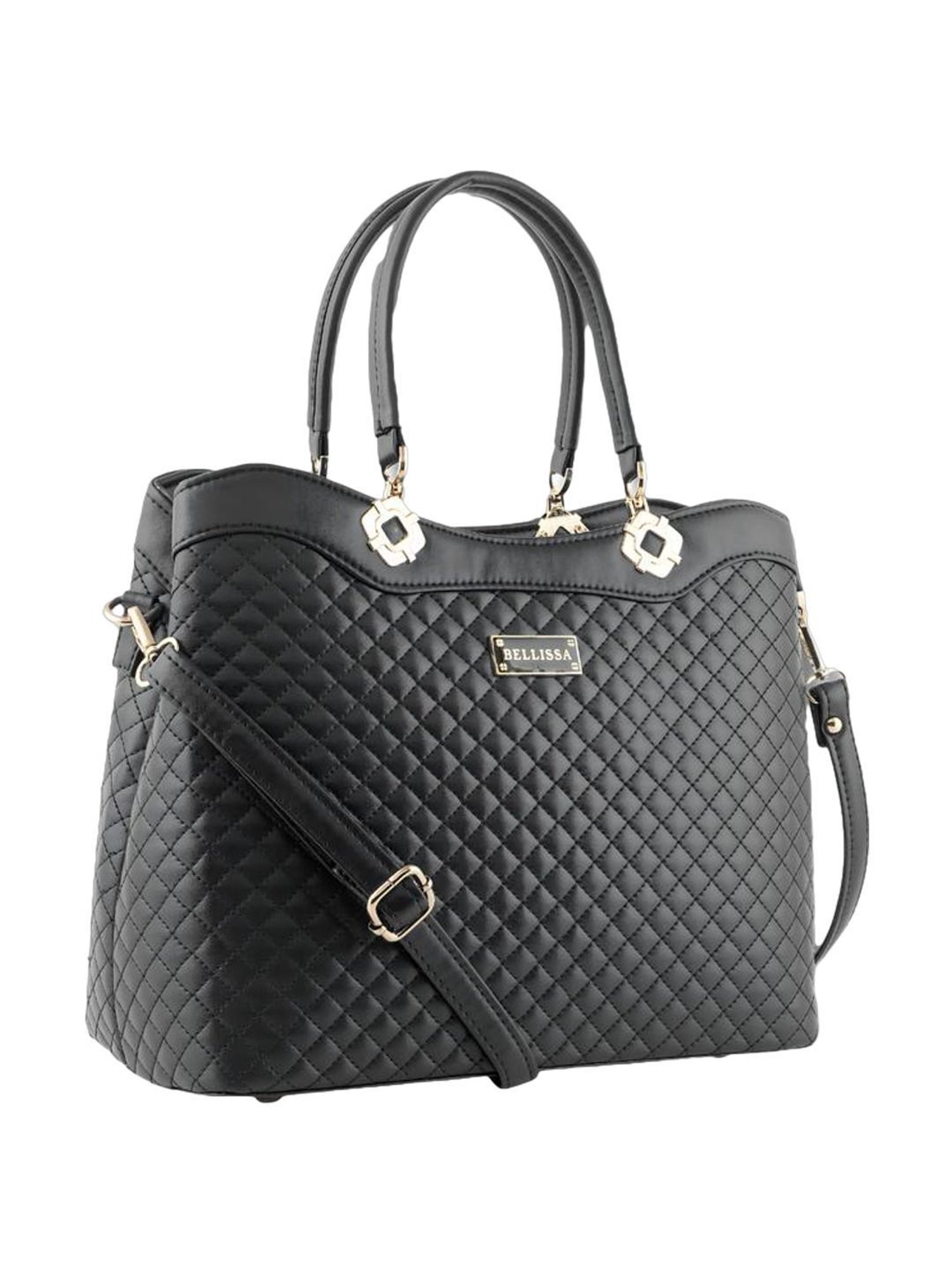 Bellissa Black PU Quilted Handbag