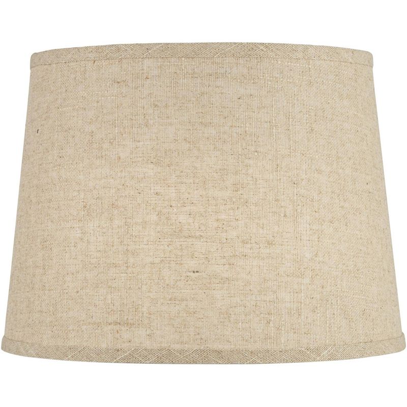 Set of 2 Burlap Linen Medium Drum Lamp Shades 11" Top x 13" Bottom x 9.5" Slant x 9.5" High (Spider) Replacement with Harp and Finial