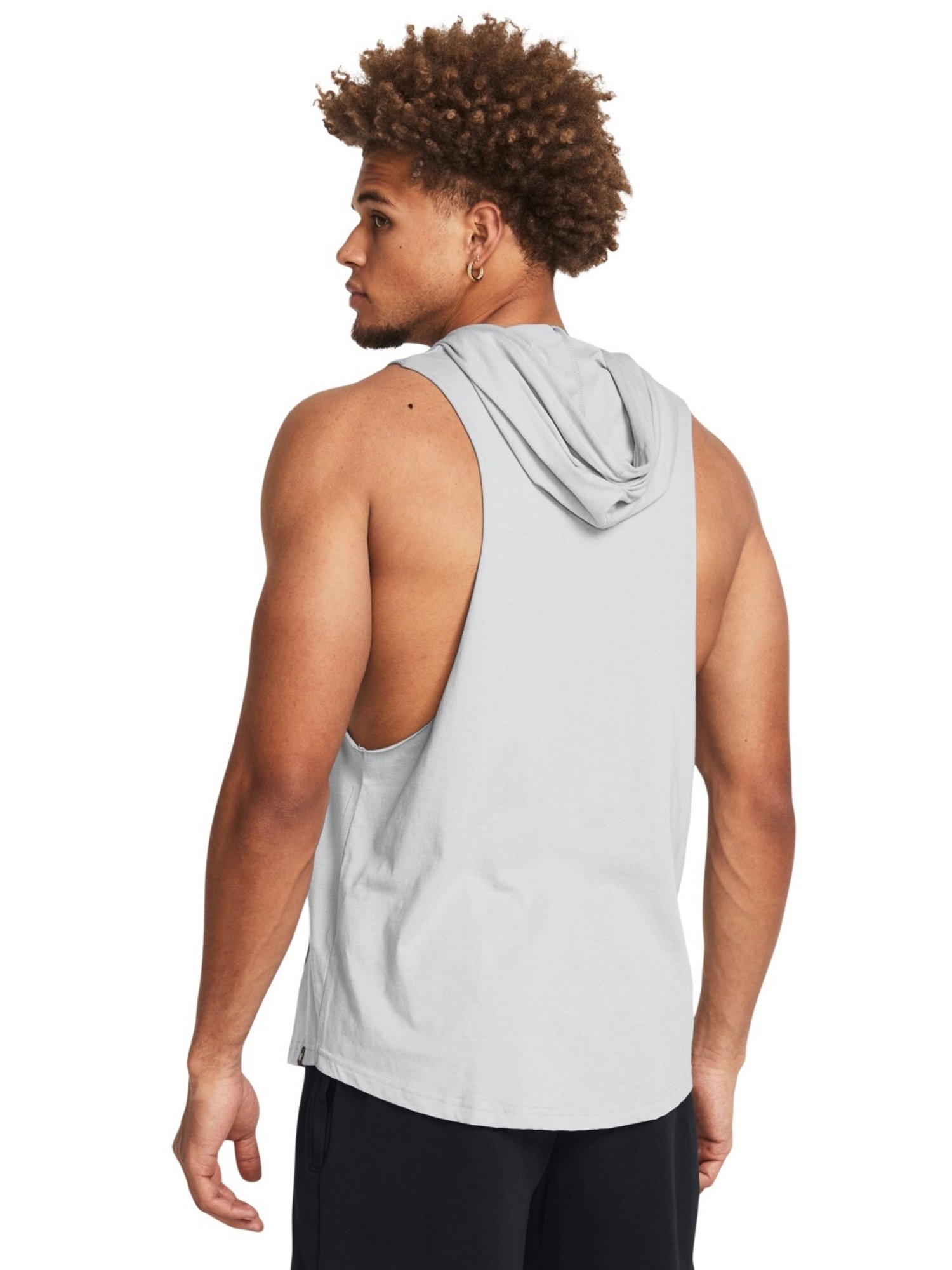 Under Armour Grey Cotton Slim Fit Printed Tank Tee