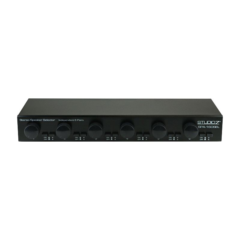 Studio Z 4 x SPA-160SEL Dual Source 900 Watt 6 Channel Stereo Speaker Selector Box Audio & Video Switcher, Black (4 Pack)