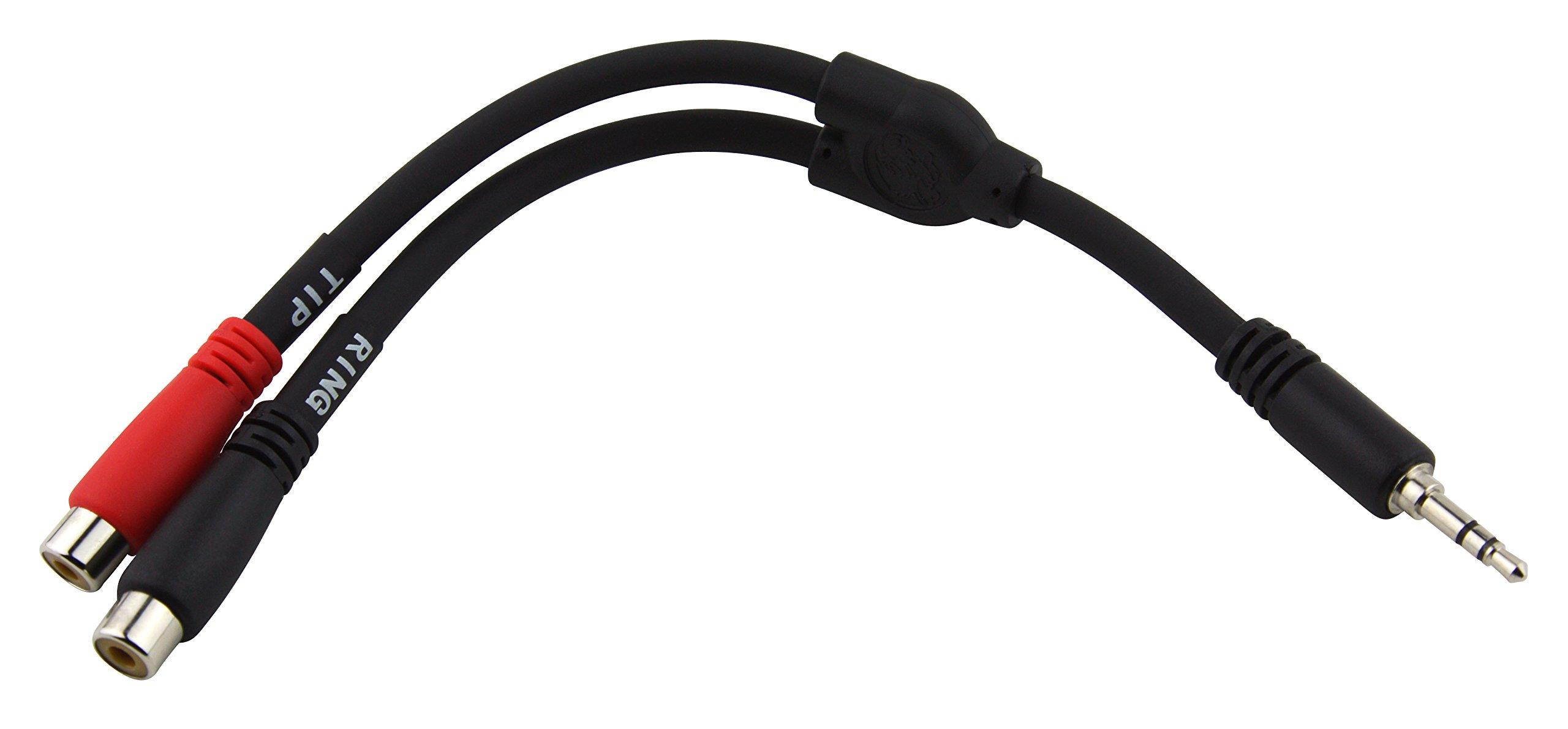Pig Hog Y Cable Stereo 3.5MM(M) to Dual RCA(F) 6 in.