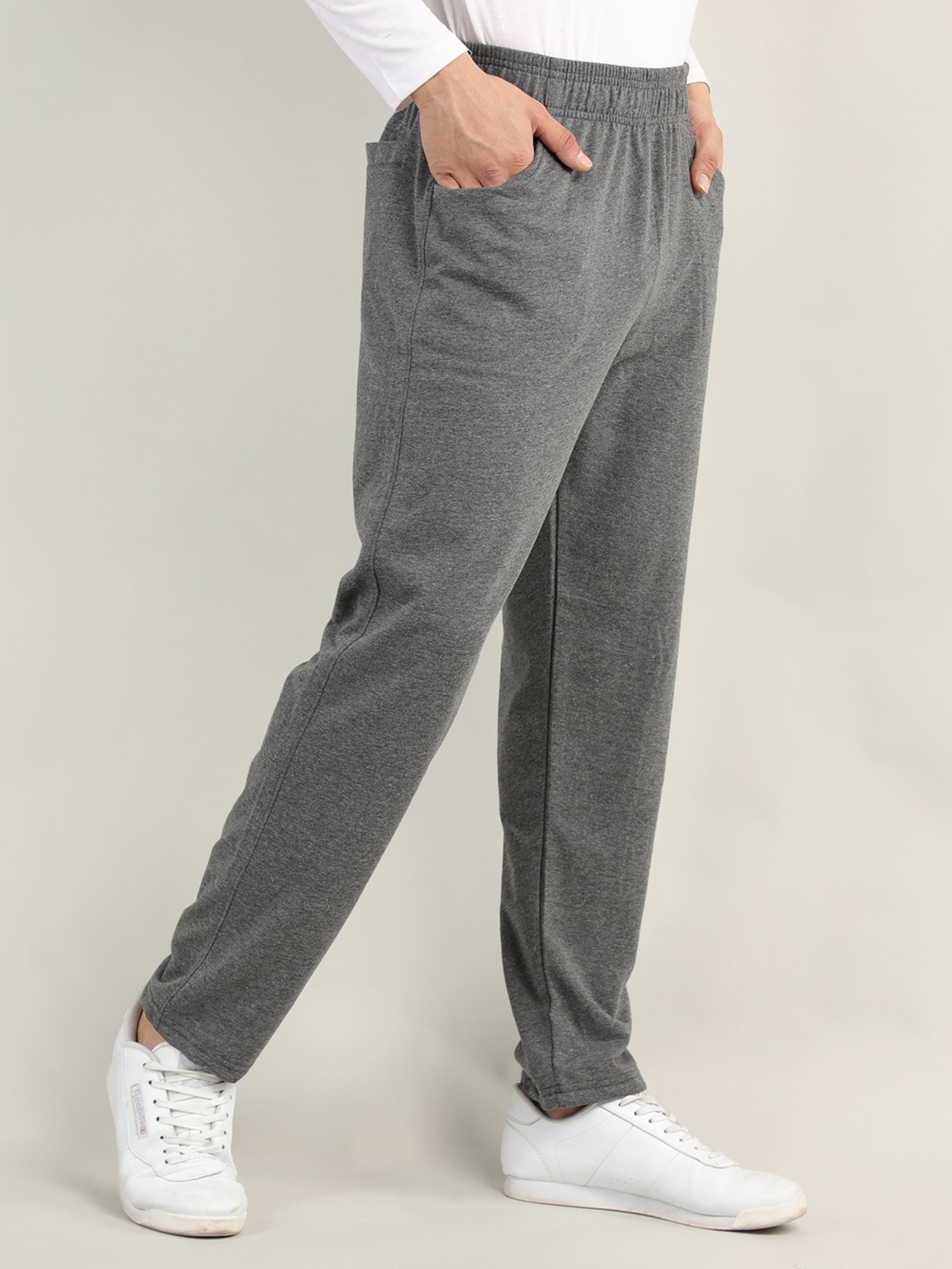 Chkokko Dark Grey Melange Regular Fit Trackpants
