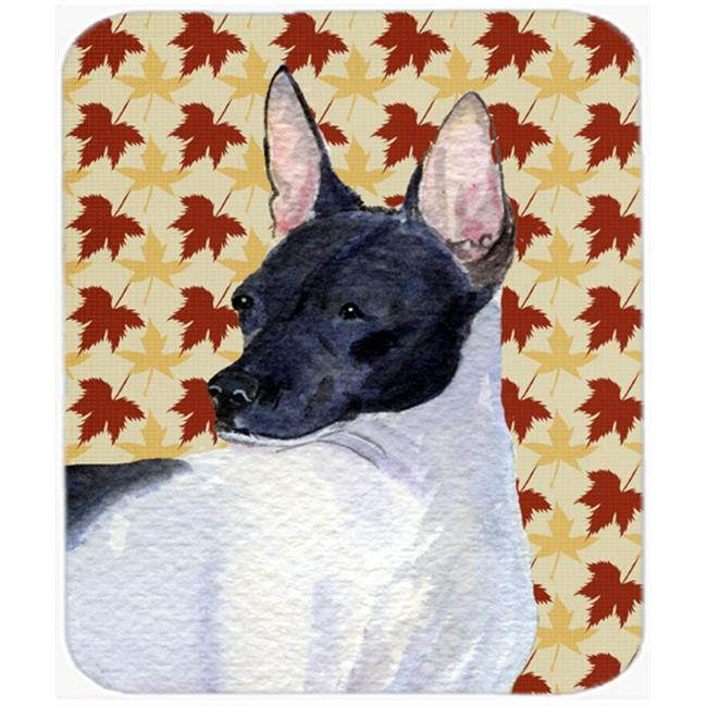 Rat Terrier Fall Leaves Portrait Mouse Pad, Hot Pad or Trivet