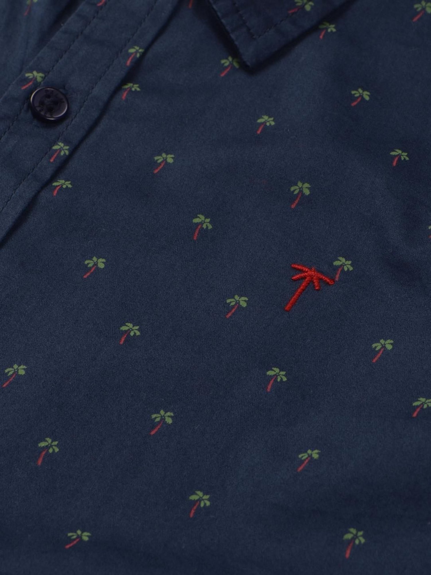 Palm Tree Kids Navy Cotton Printed Shirt