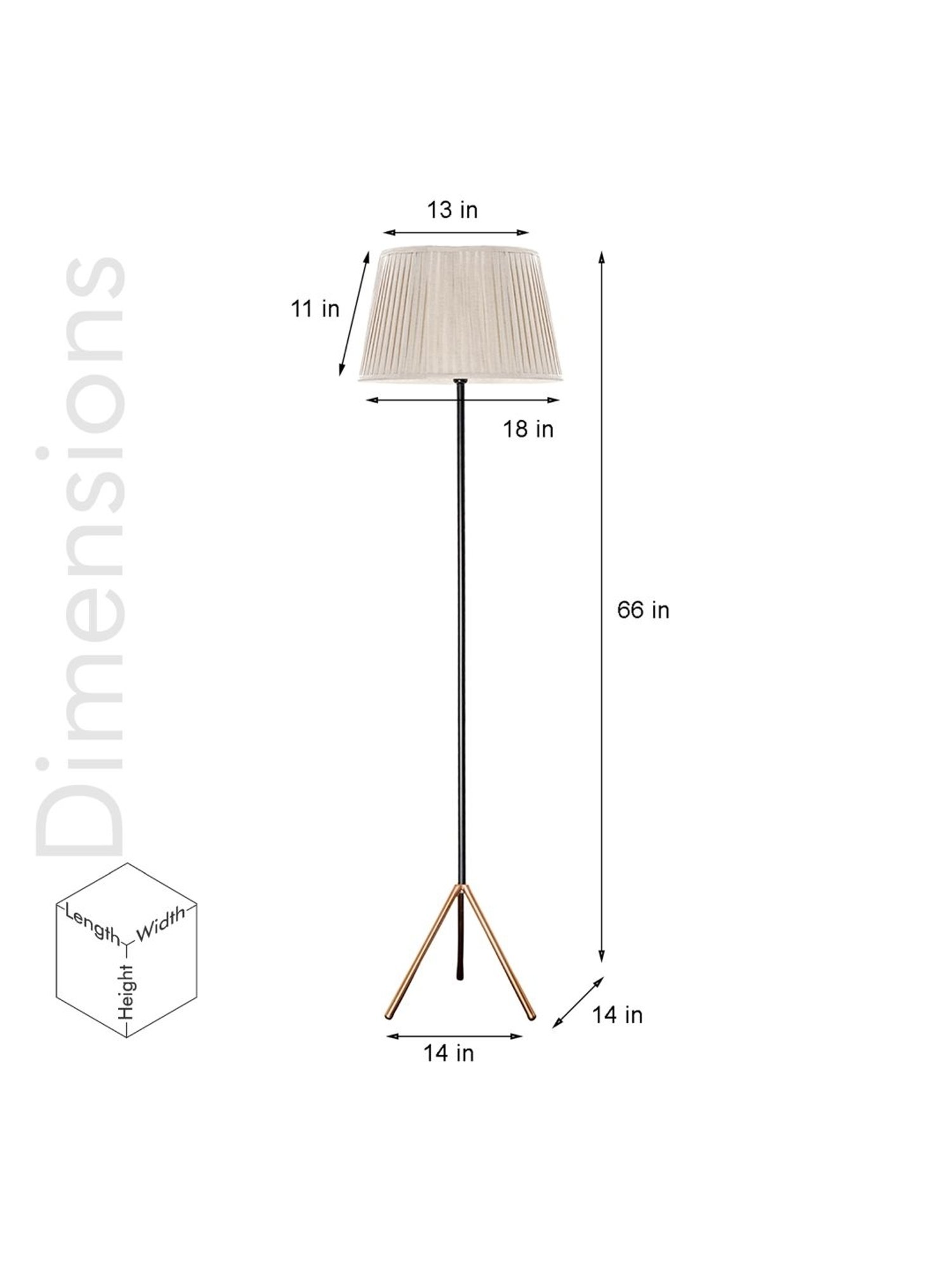Kapoor Lamp Shades Black & Beige Metal Mizuko Cotton Shade Floor Lamp