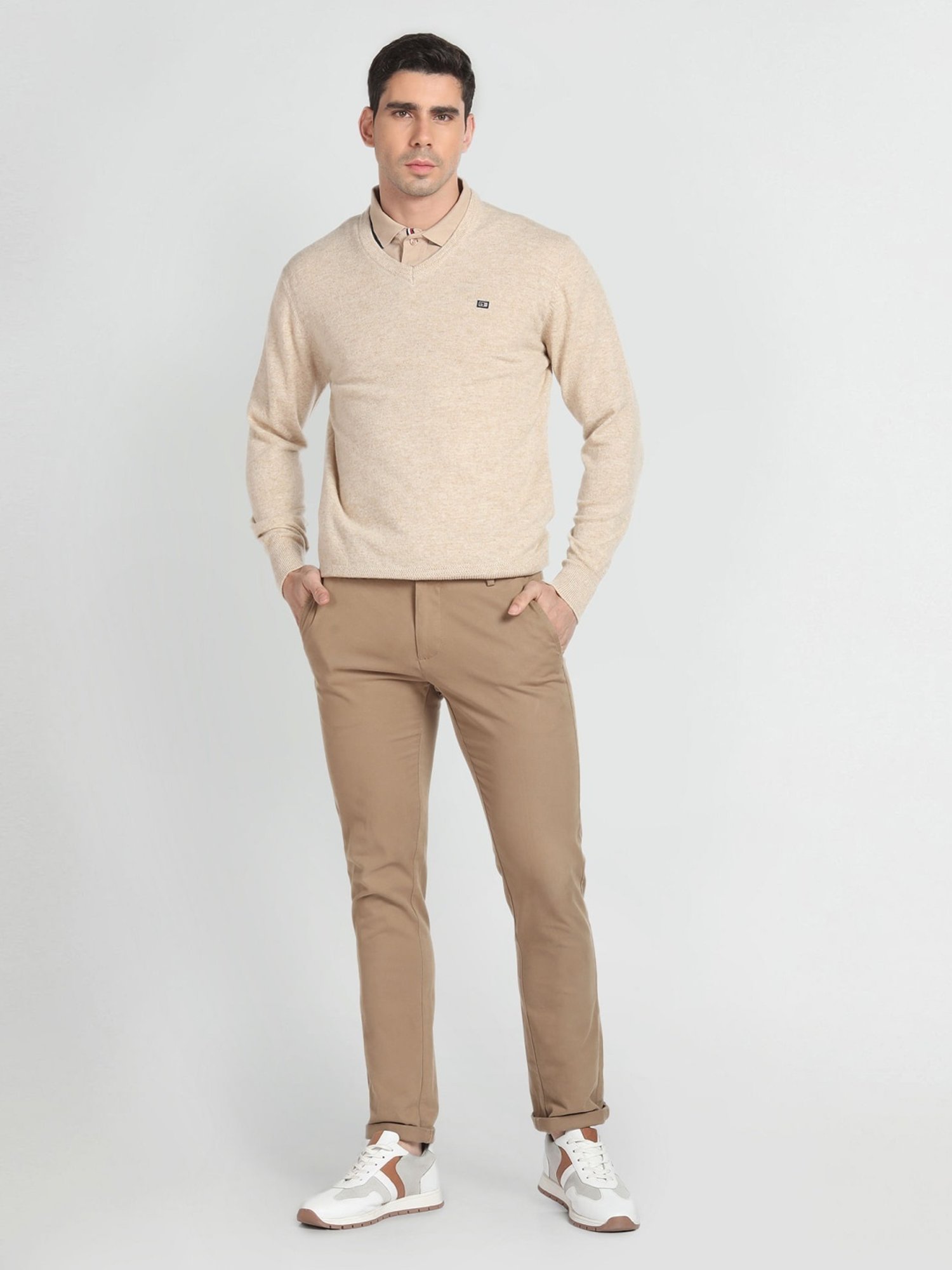 Arrow Sport Beige Regular Fit Sweater