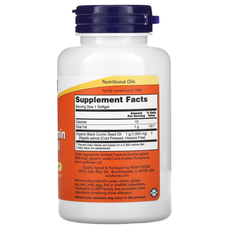 Now Foods Black Cumin Seed Oil, 1,000 mg, 60 Softgels, Herbal Supplements