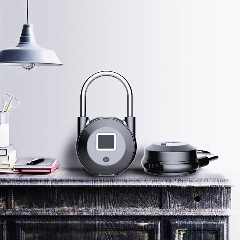 Smart Fingerprint Door Lock Padlock USB Charging Keyless Anti Theft Travel Luggage Drawer Safety Lock Escape Room Lock 0.5 Second Unlock IP65 Waterproof