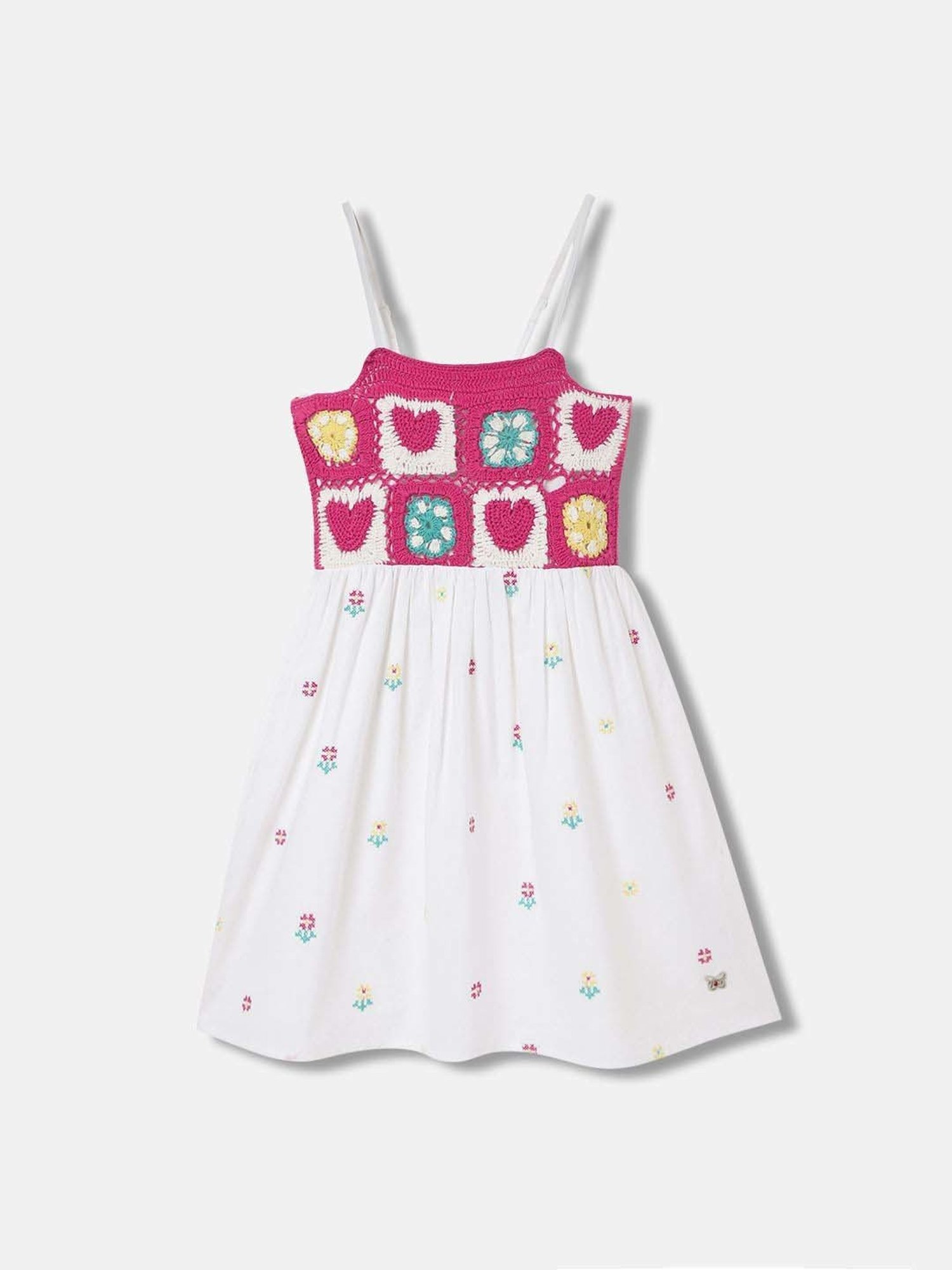 Blue Giraffe Kids White Cotton Dress
