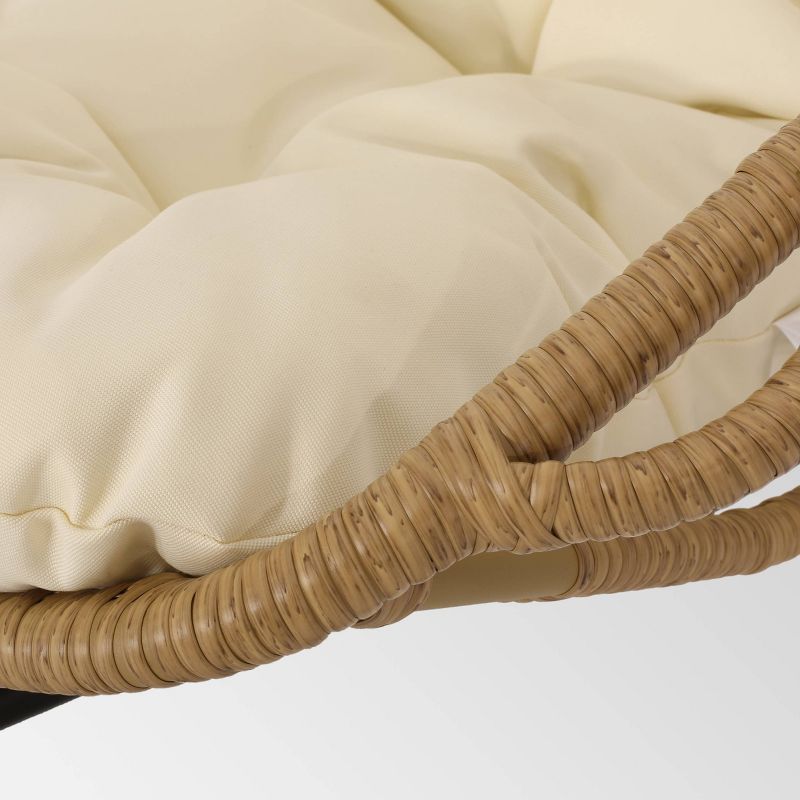 Crumpton Outdoor Wicker Hanging Chair with Stand - Brown/Beige - Christopher Knight Home