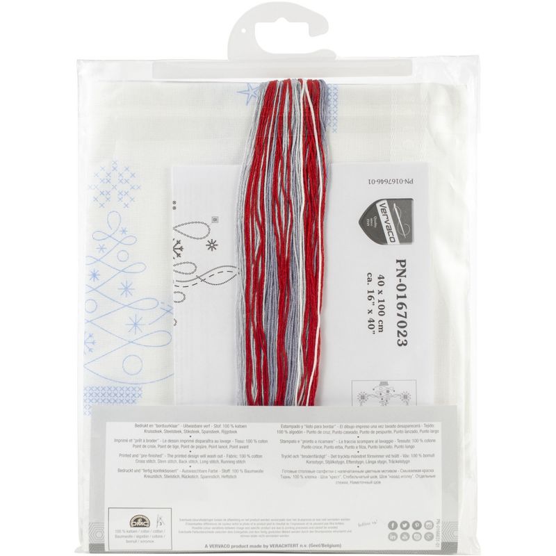 Vervaco Stamped Table Runner Cross Stitch Kit 16"X40"-Christmas Trees