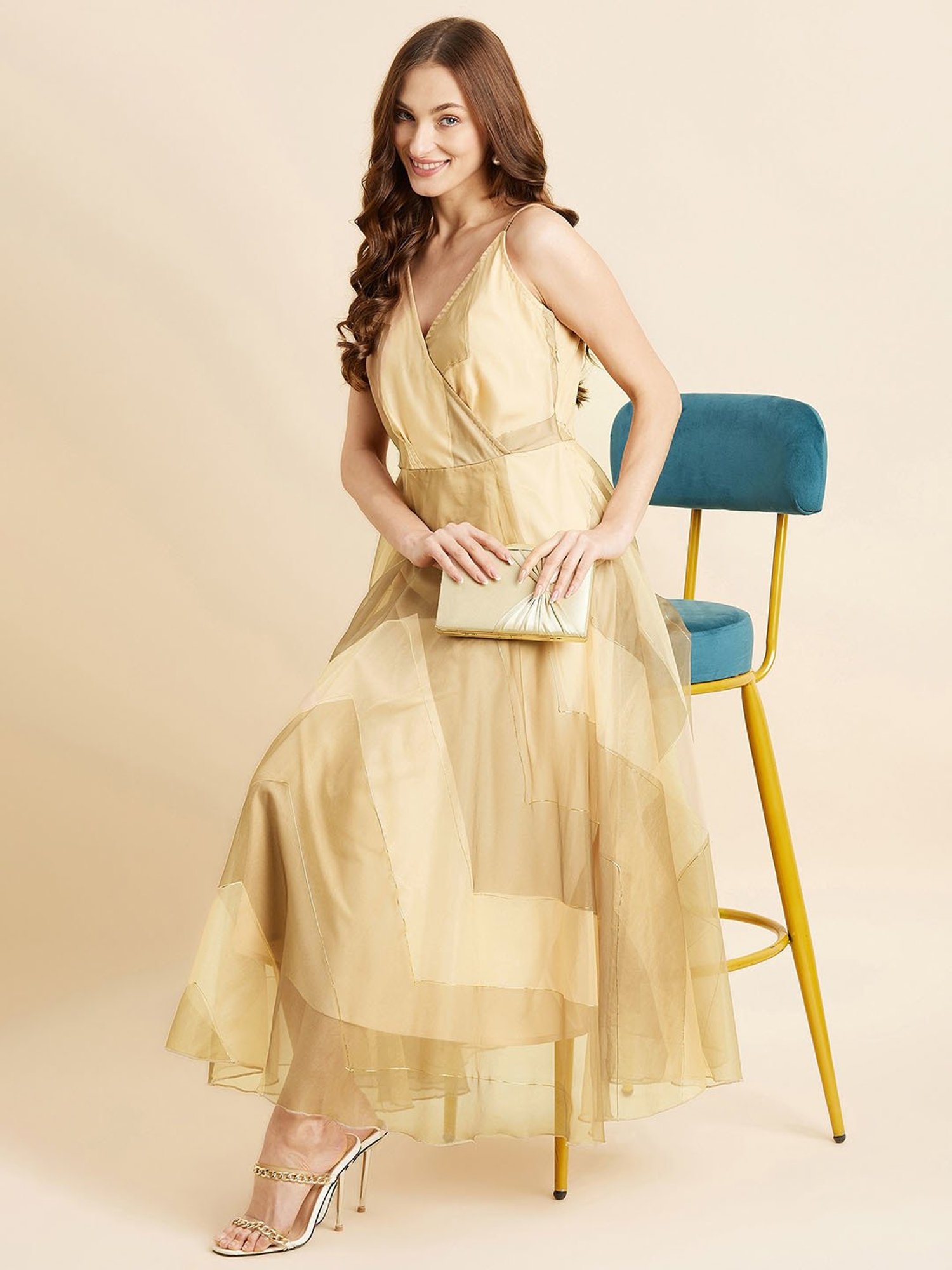 PANIT Gold Printed Ethnic Dress