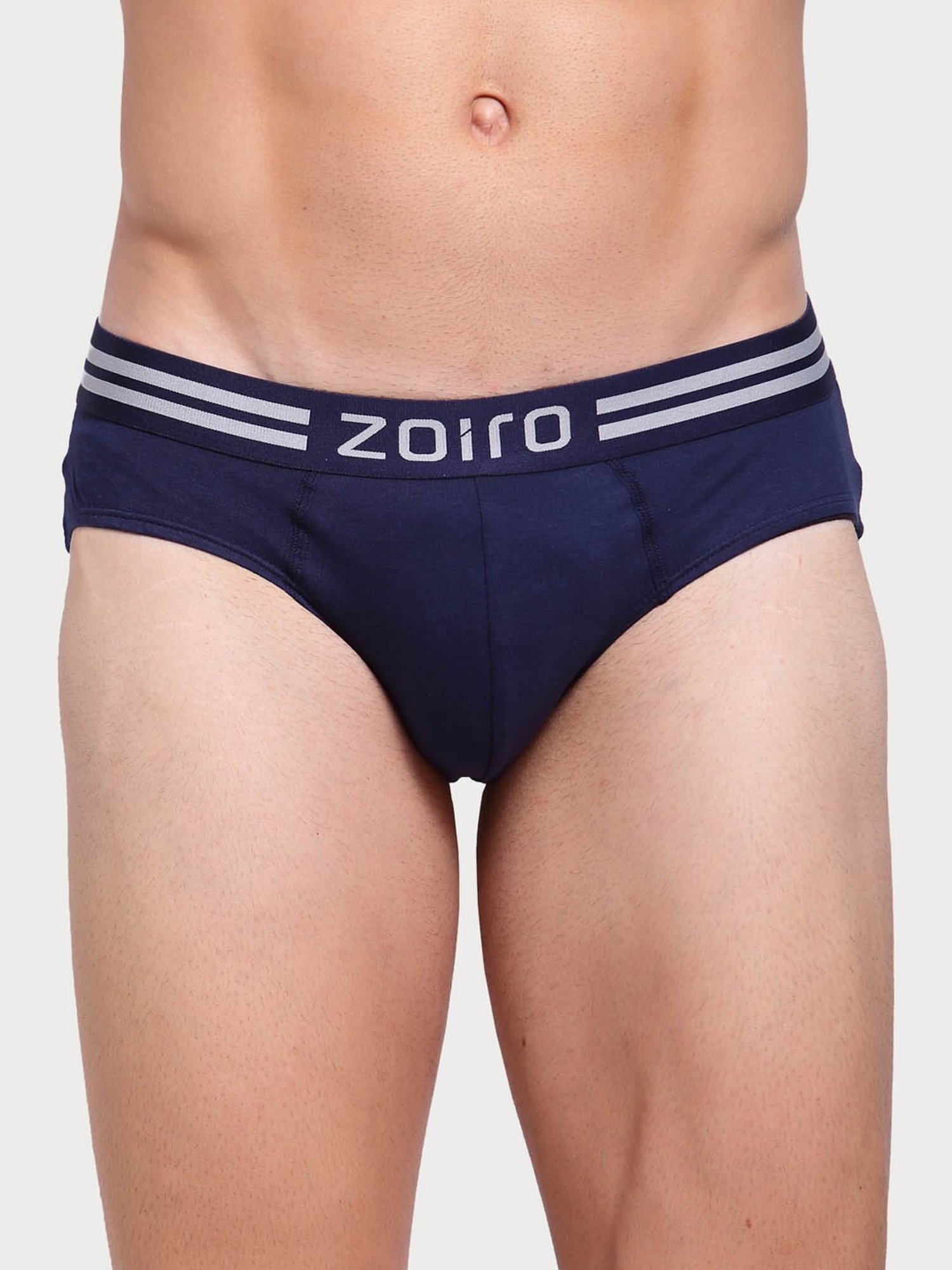 Zoiro Dark Denim & Dark Blue Cotton Regular Fit Briefs - Pack Of 2