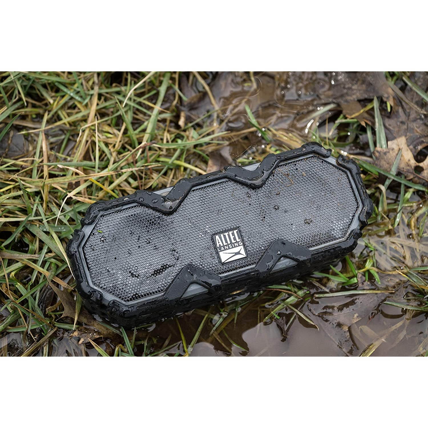 Altec Lansing IMW479 Mini LifeJacket Jolt Heavy Duty Rugged and Waterproof Ultra Portable Bluetooth Speaker with up to 16 Hours of Battery Life, 100FT Wireless Range and Voice Assistant (Black)