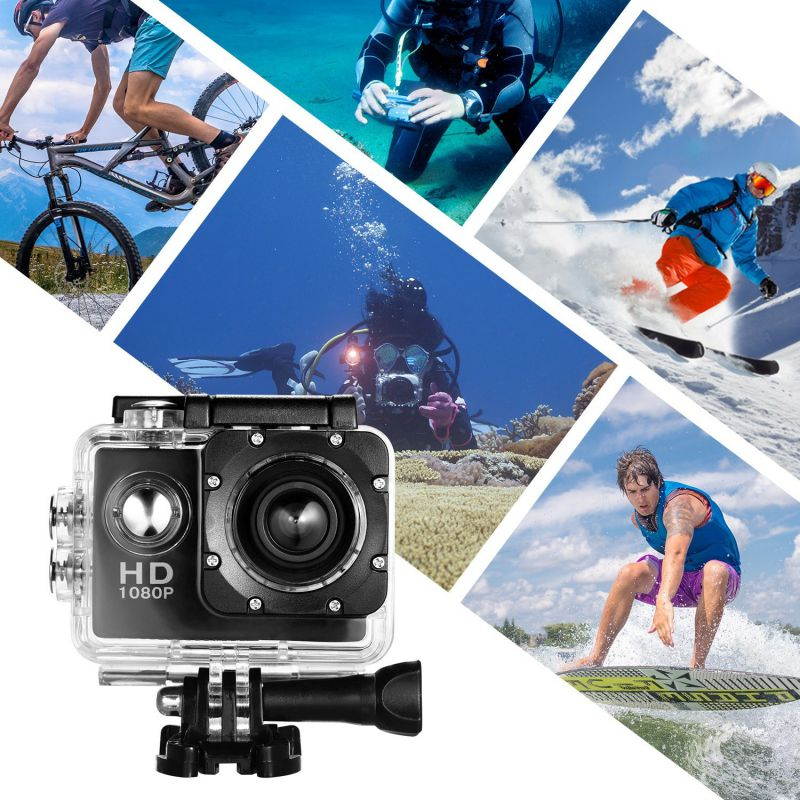 Action Camera 2inch LCD Screen 1280x960P HD 30m Waterproof 90&deg; Wide Angle Support 32GB External Memory Card with Built-in 900mAh Battery Waterproof Case Mounting Accessories