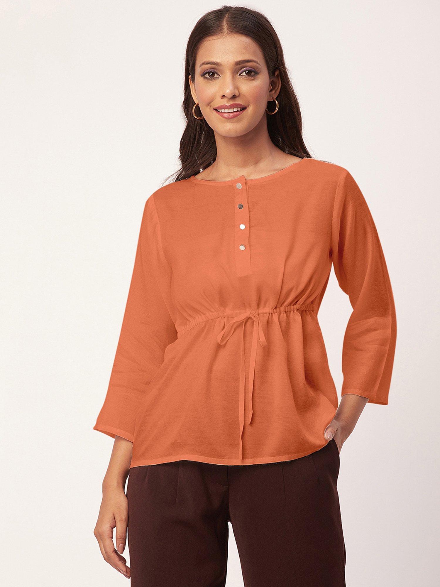 Moomaya Orange Regular Fit Top