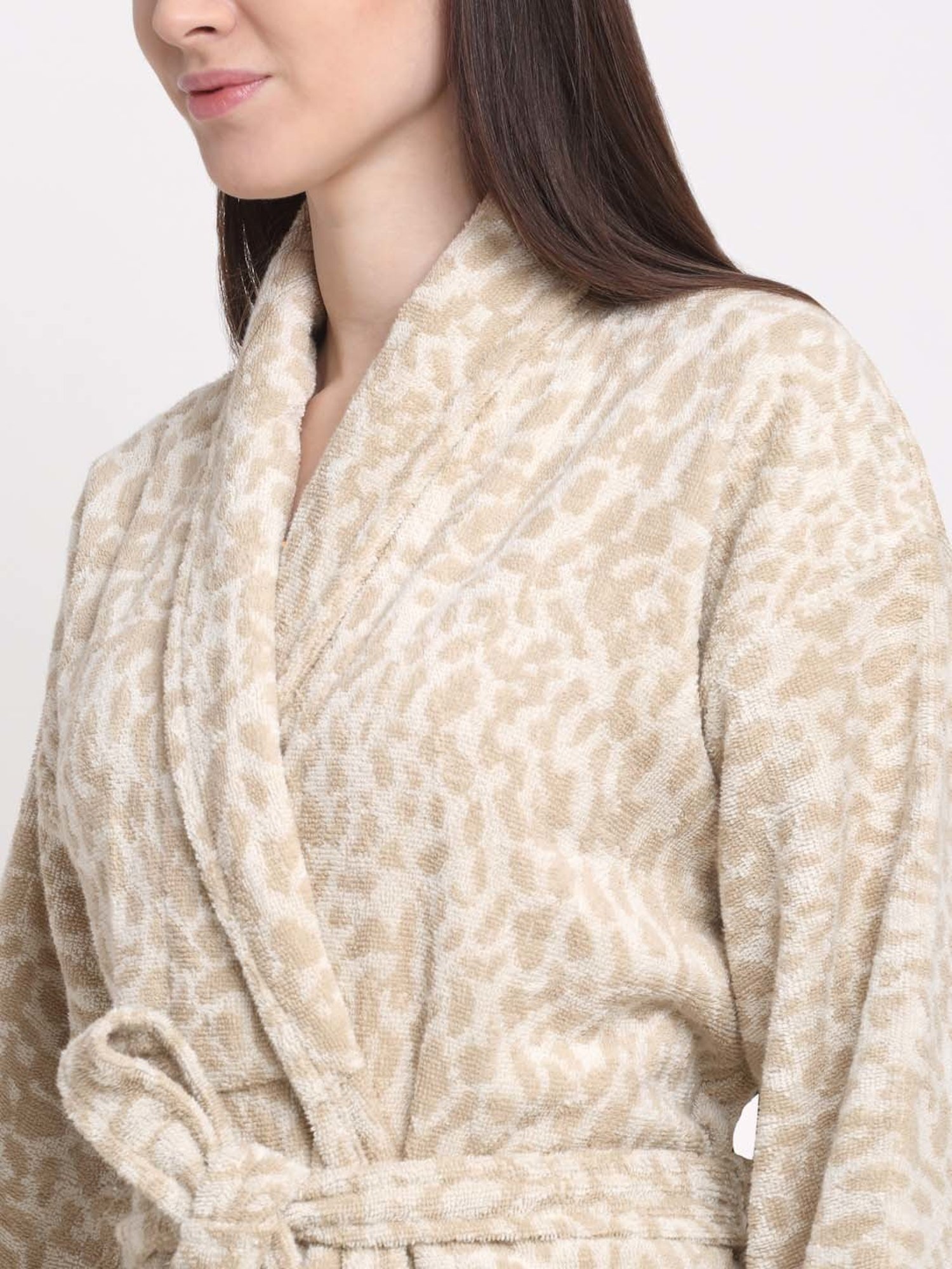 Creeva Everyday Red & Navy 225 GSM Micro Terry Bathrobe with Front Pocket & Kimono Collar