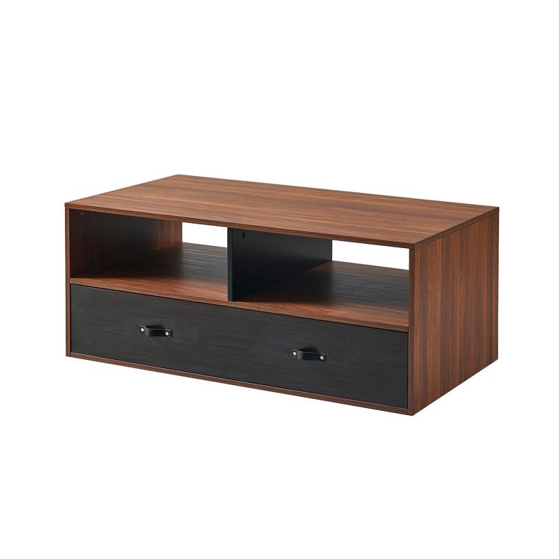 Henry Coffee Table with Faux Leather Handle Walnut/Black - Versanora