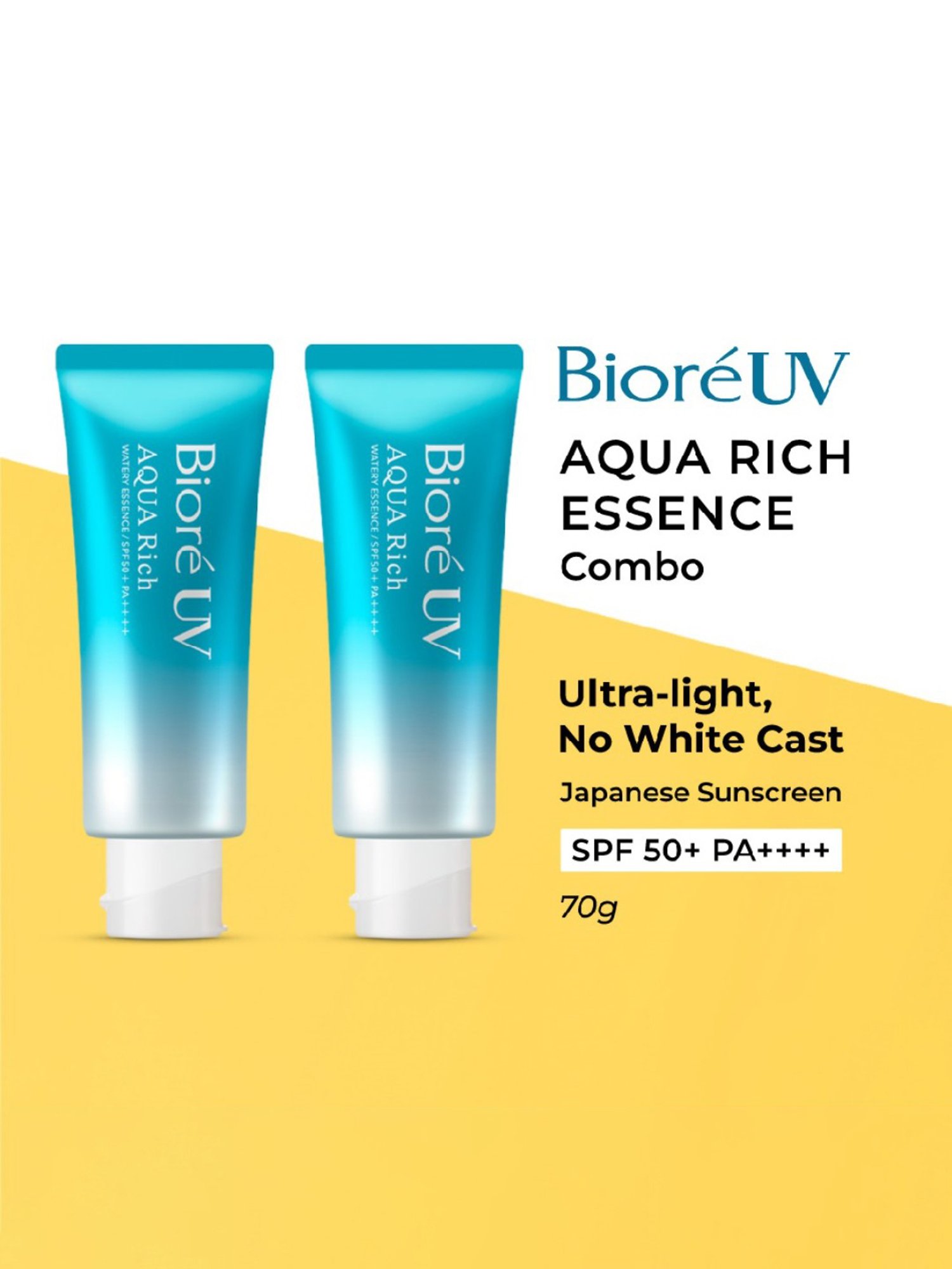 Biore UV Aqua Rich Watery Essence Sunscreen SPF 50+ Pa++++ - Pack of 2