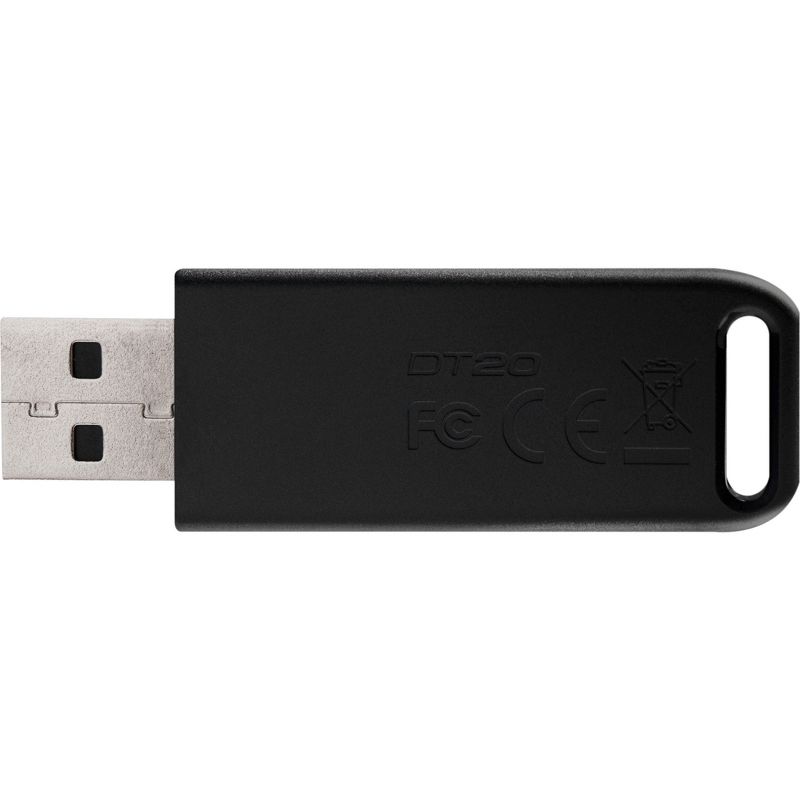 Kingston 32GB DataTraveler 20 DT20 USB 2.0 Type A Flash Drive - 32 GB - USB 2.0 Type A - Black - 3 Year Warranty