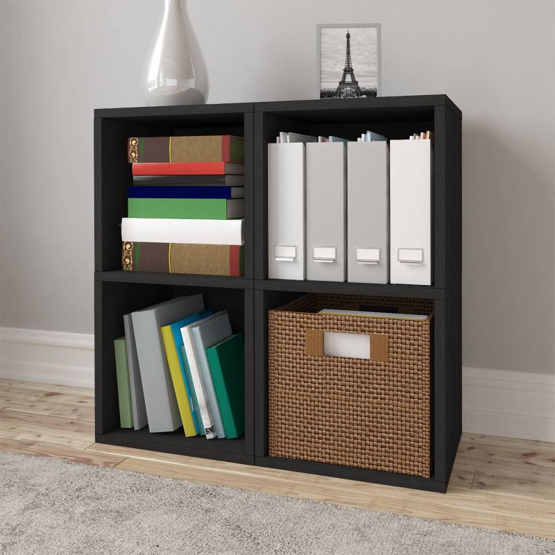 Way Basics Eco 2 Shelf Vinyl Record Storage Bookshelf Black Wood Grain