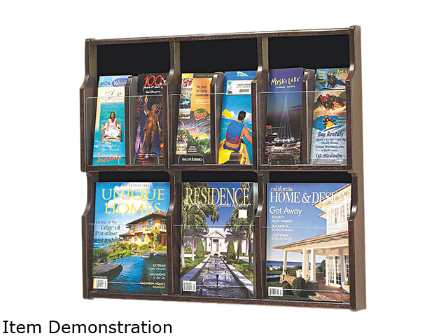 Safco Expose Adj Magazine/Pamphlet 6-Pocket Display, 29-3/4 x 2-1/2 x 26-1/4, Mahogany