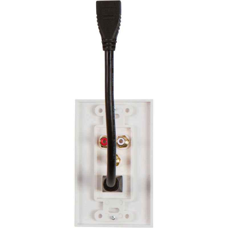 Buyer's Point HDMI Pigtail RCA Wall Plate [UL Listed] with Single Gang Low Voltage Mounting Bracket Device Pack of 10 with White Kit