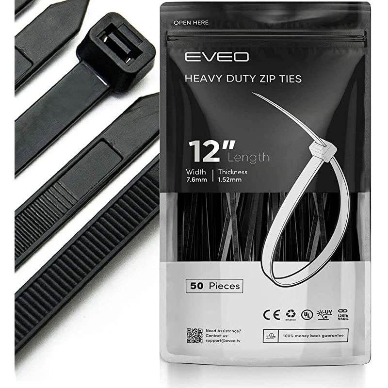 12 inch Zip Ties Heavy Duty White Zip Ties | Cable Ties Straps Zipties Plastic Ties Wire Ties Wraps for Cables