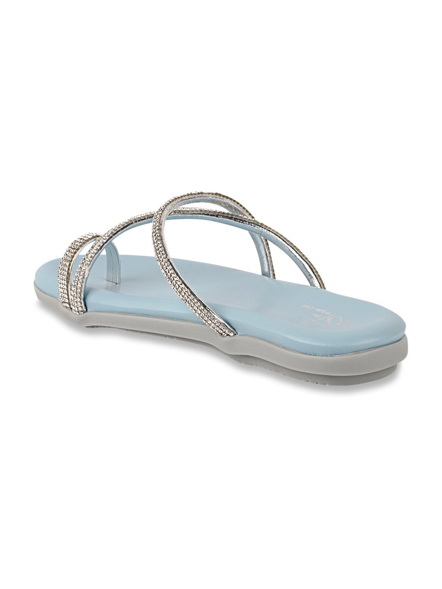 The White Pole Women's Blue Toe Ring Sandals
