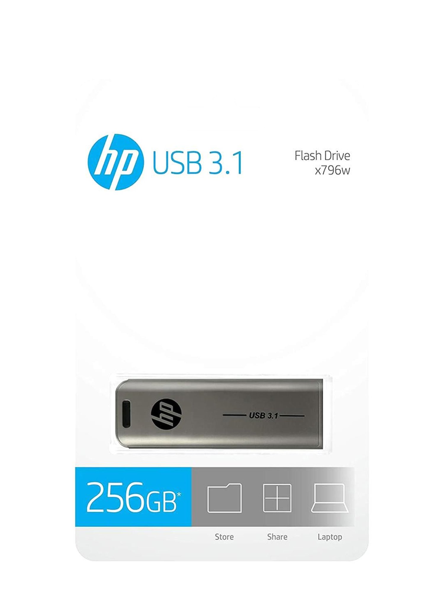 HP 256GB USB 3.1 Pen Drive (x796w, Silver)