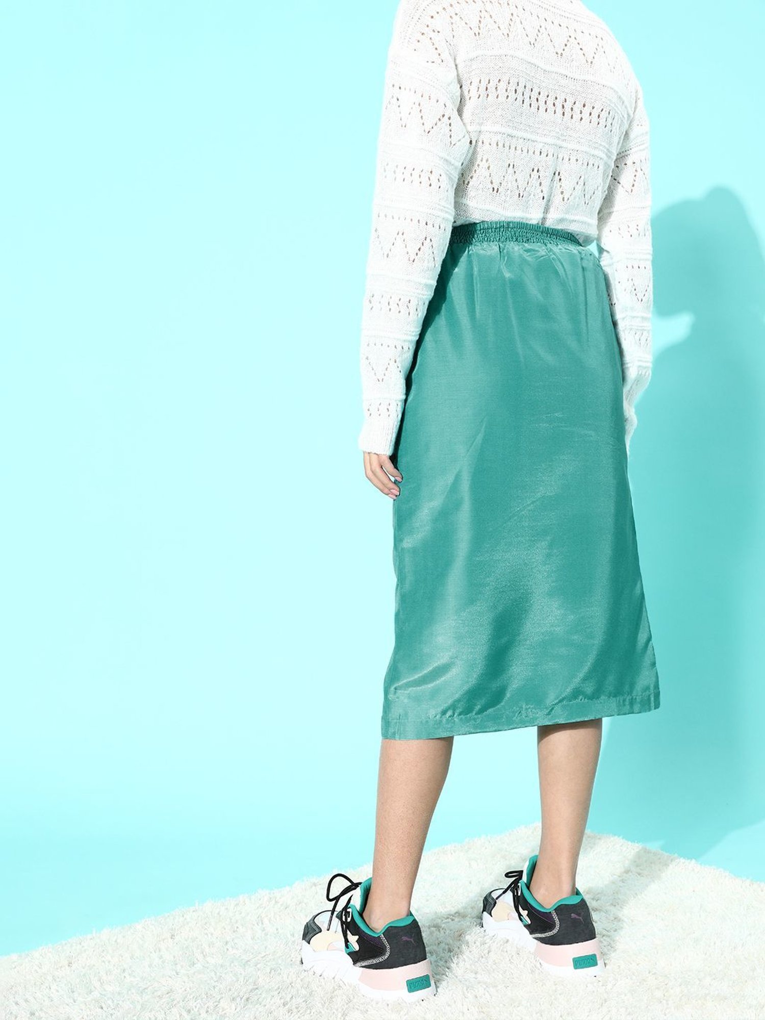 QUIERO Green Regular Fit Skirt