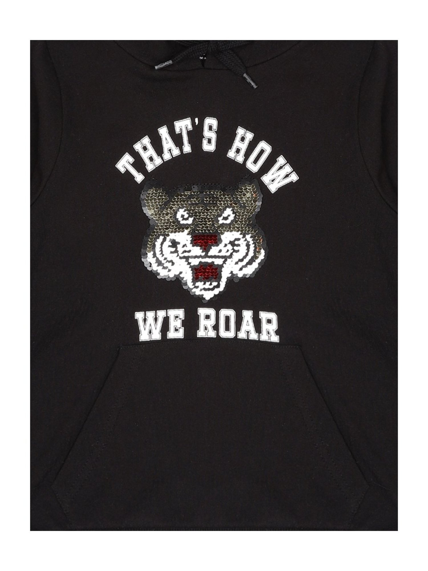 Plum Tree Kids Black Printed Full Sleeves Hoodie Sweatshirt