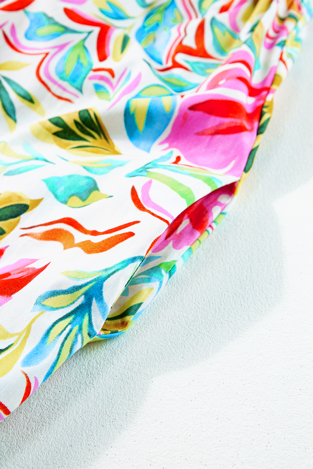 Multicolor Boho Floral Collared Long Sleeve Dress