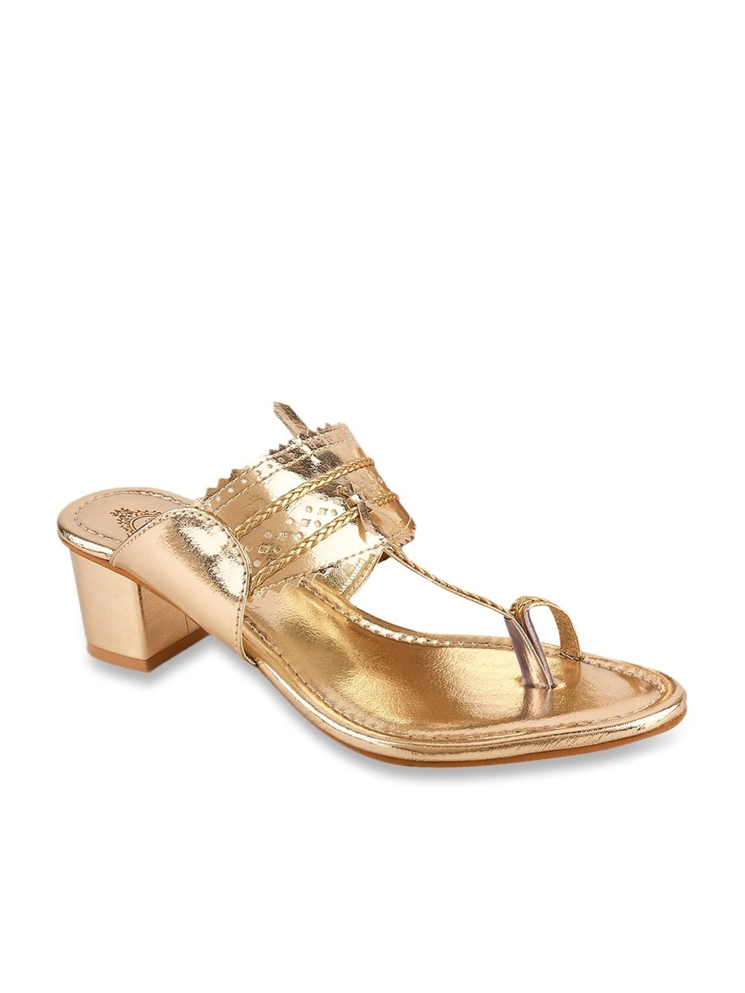 Shoetopia Women's Golden Toe Ring Sandals