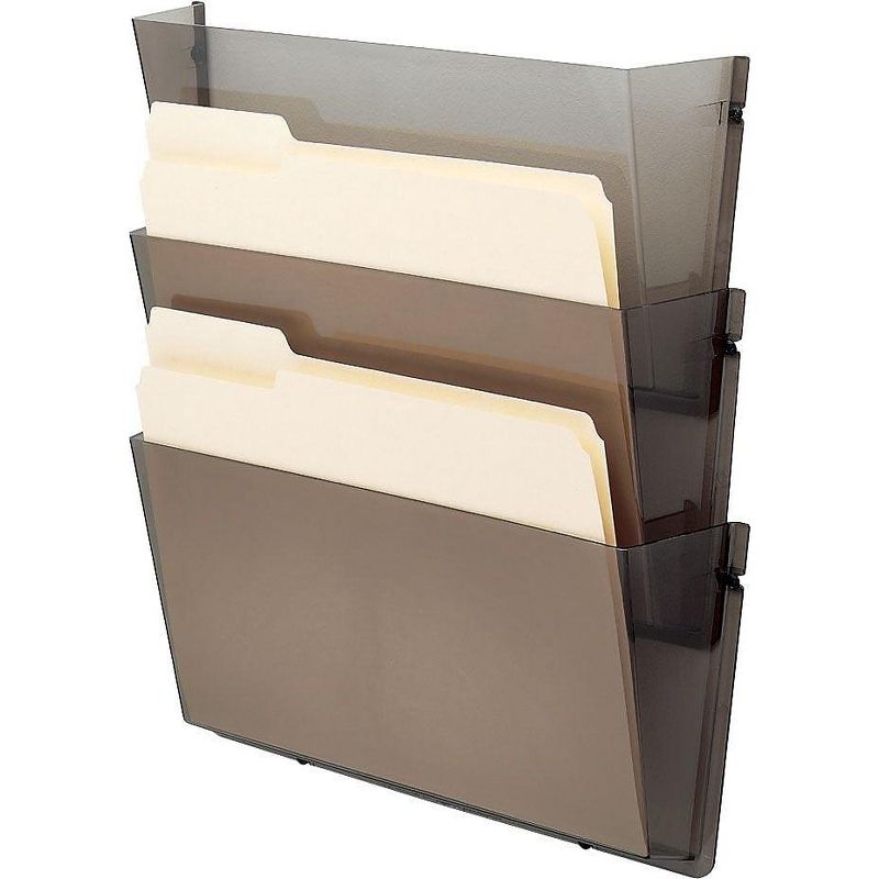 Deflecto Unbreakable Wall File Set Letter Three Pocket Smoke 63602RT