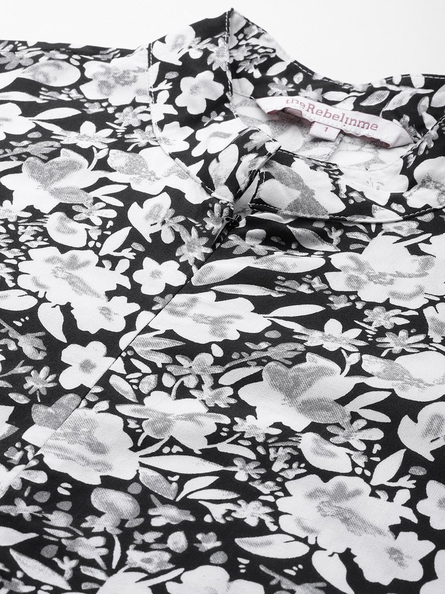 theRebelinme Black & White Floral Print Plus Size Jumpsuit