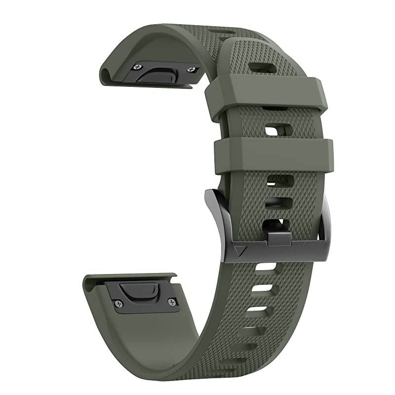 Compatible with Fenix 5 Band Easy Fit 22mm Width Soft Silicone Watch Strap Replacement for Fenix 5Fenix 5 PlusForerunner 935Approach S60Quatix 5 Army Green
