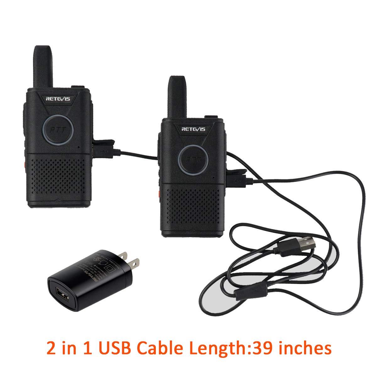 Retevis RT18 2 Way Radios Rechargeable Long Range Dual PTT Metal Clip VOX UHF FRS Small Walkie Talkies with USB Charger(20 Pack)
