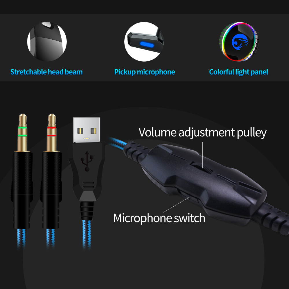 A60 PS4 Gaming Headset Wired 4D RGB Marquee Stereo Earphones Headphones with Microphone for New Xbox One/Laptop Tablet