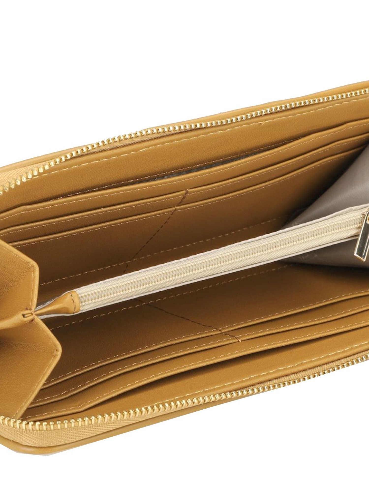 Van Heusen White & Yellow Solid Zip Around Wallet for Women