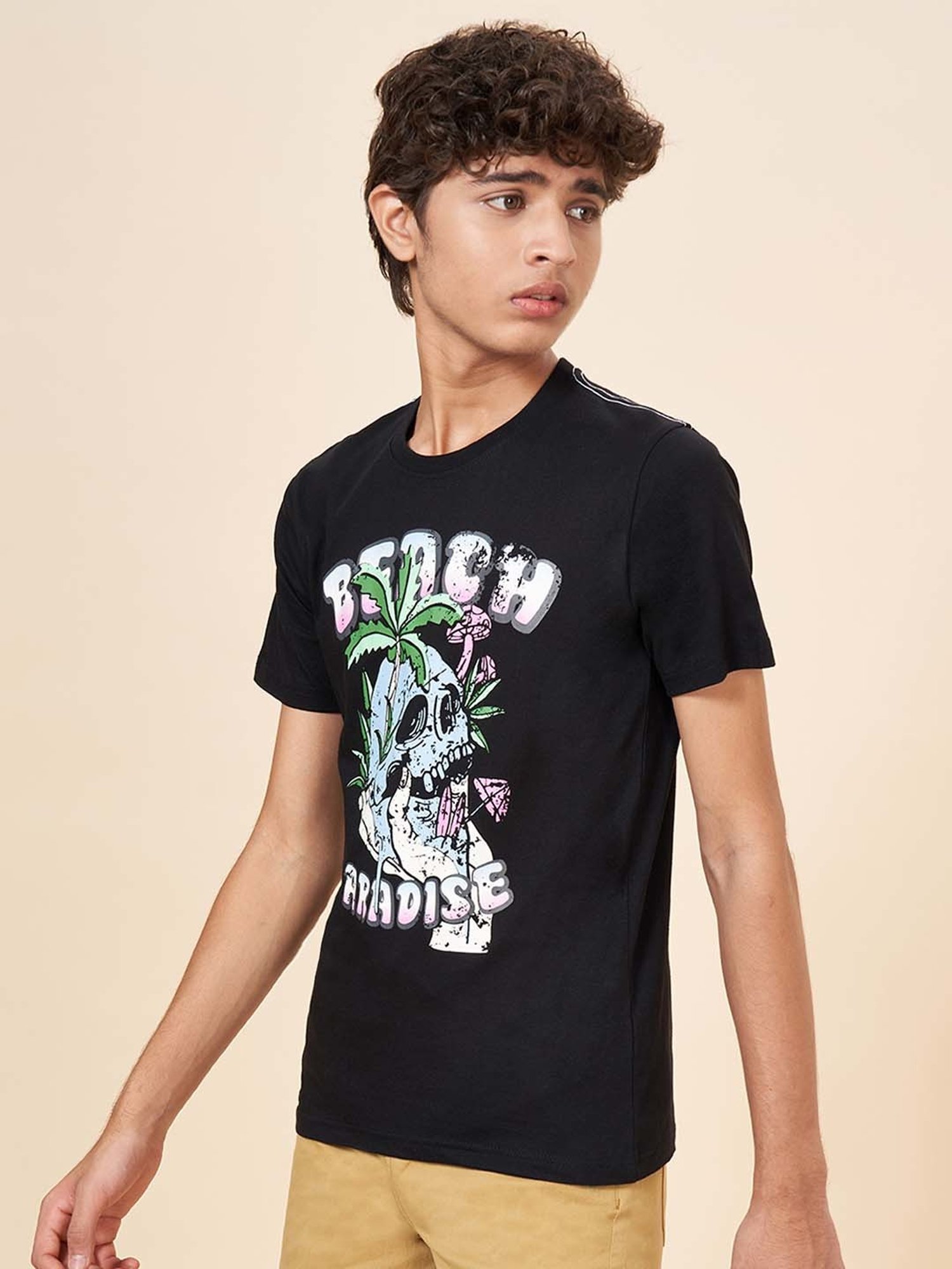 Coolsters by Pantaloons Kids Jet Black Cotton Printed T-Shirt