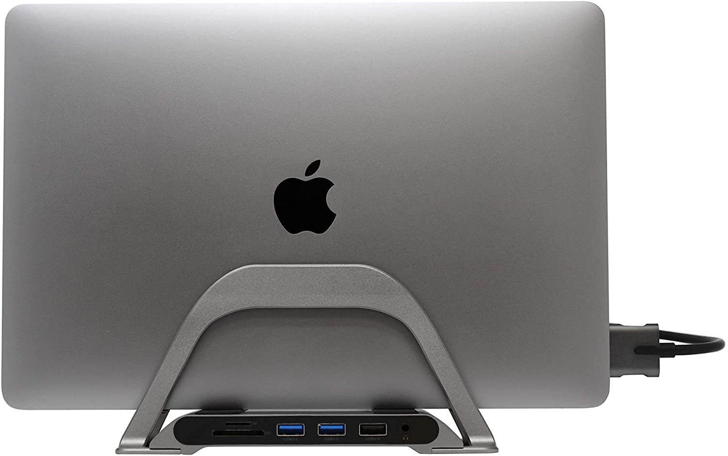 HumanCentric Vertical Stand for MacBook with Integrated 10-in-1 Dual Display Hub &ndash; USB-C Dual Display 10-in-1 Docking Station for MacBooks | USB C Hub for MacBook Only