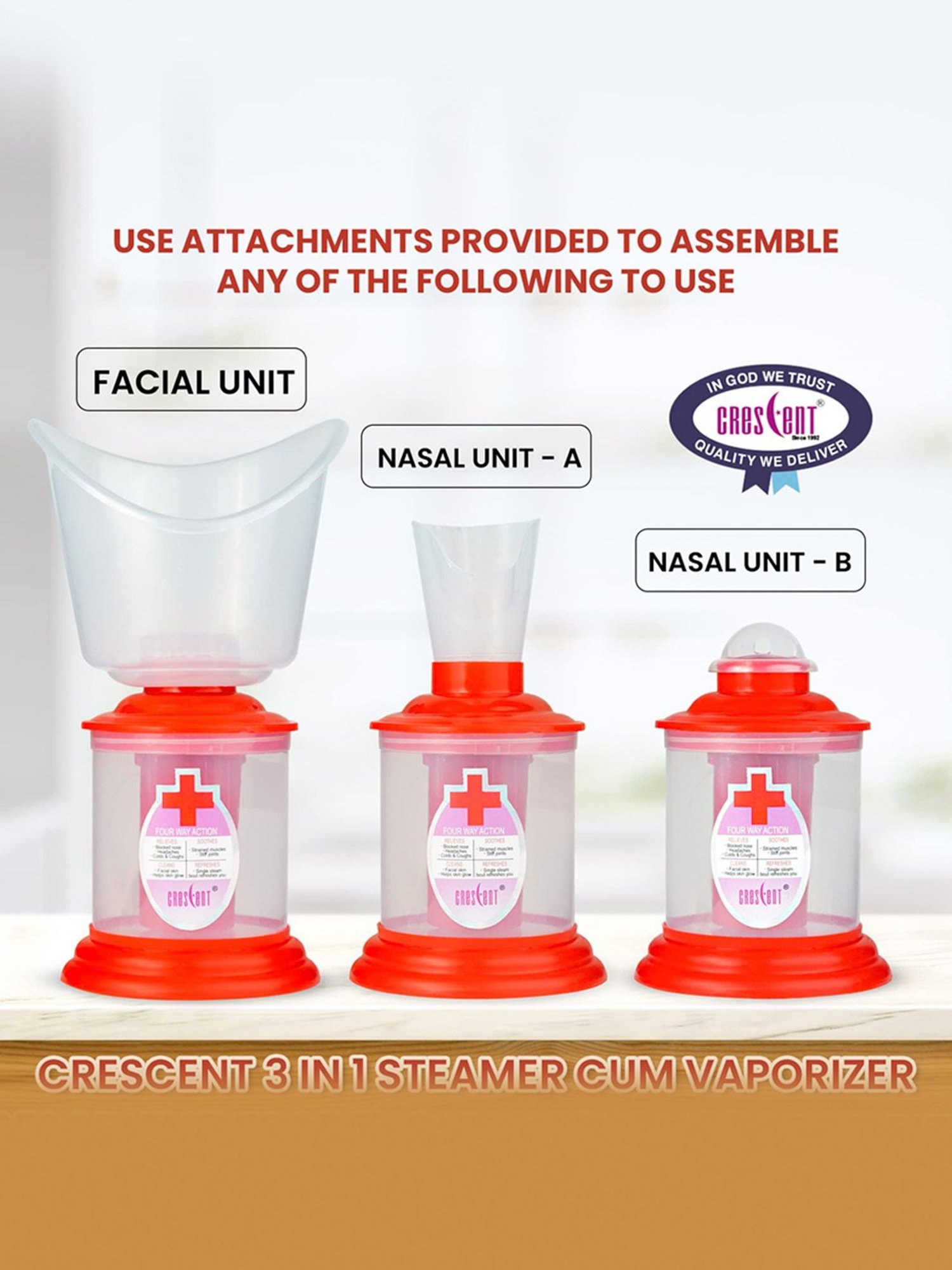 Crescent 3 in 1 Facial Steamer for face, Steamer Vaporizer for Cold & Cough, Facial Sauna (Blue)