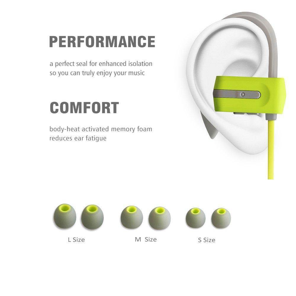 Tritina Sports Headphone in-Ear - Sweatproof Bluetooth Earphones w/ Mic - Comfortable Secure Fit Design Earbuds - HD Stereo Noise Cancelling for Gym Fitness Running Workout - Green
